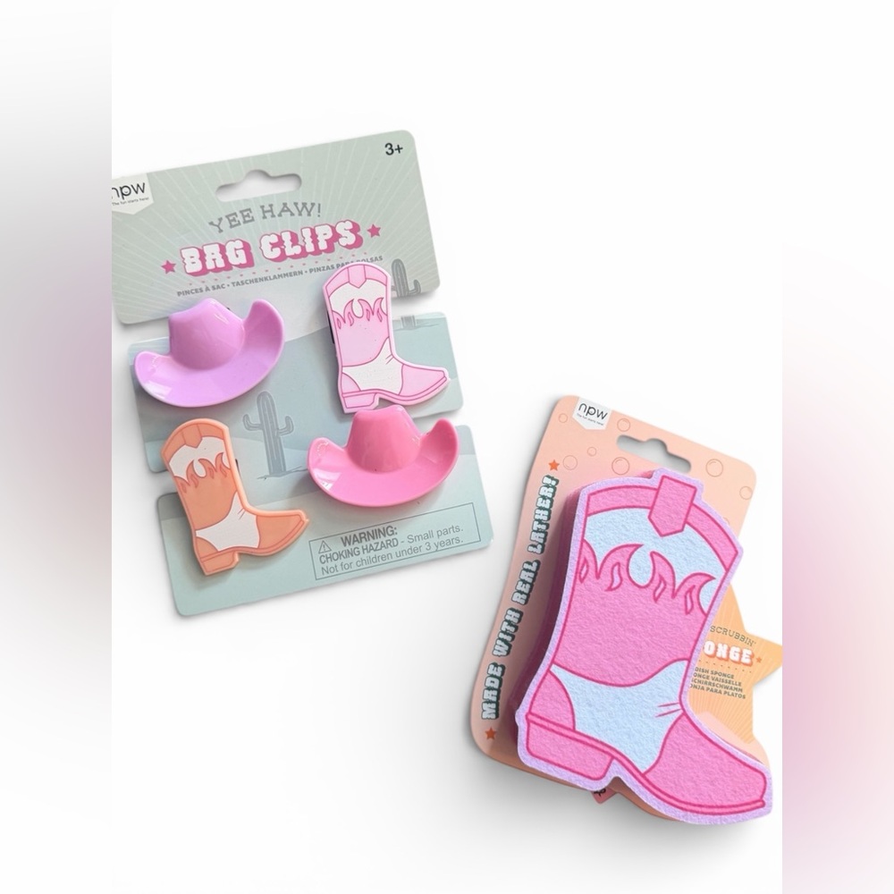 Cowboy Boot Sponge & Western Theme Bag Clips .